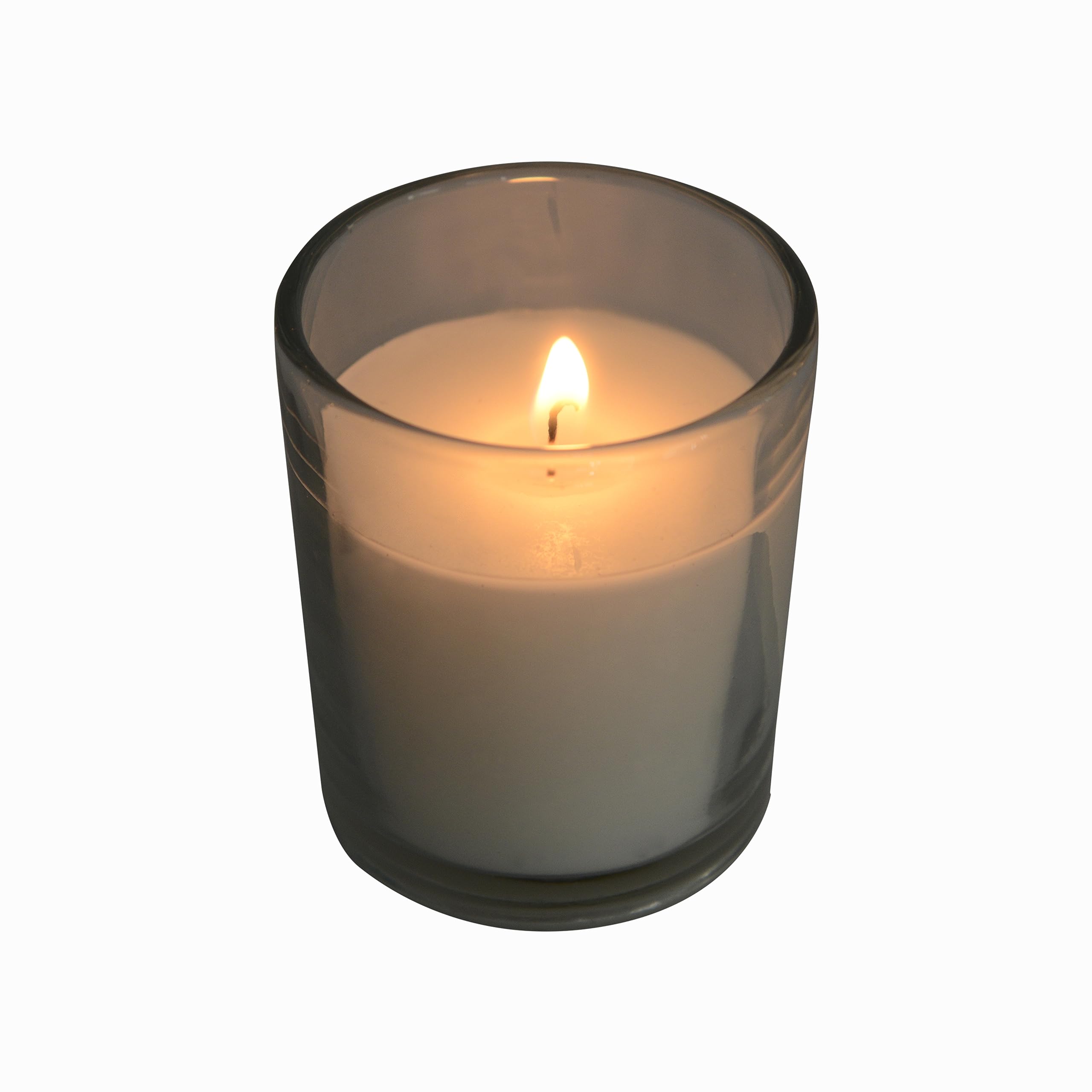 Box packaging of 25 white unscented votive candles
