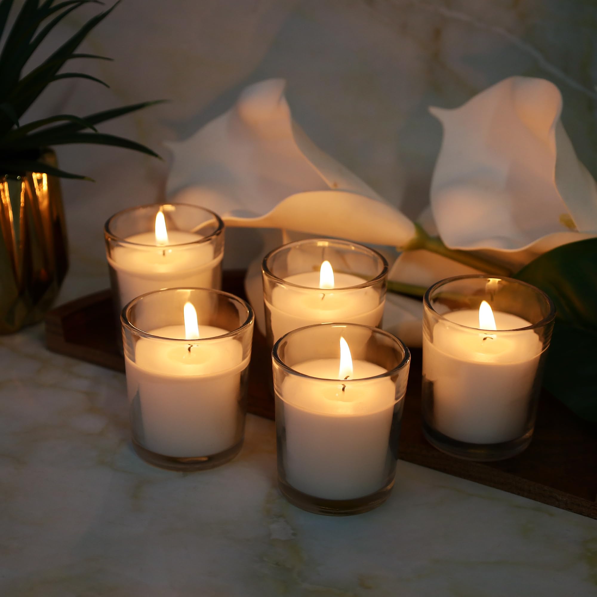 Premium paraffin wax votives from Welburn Veda&Co