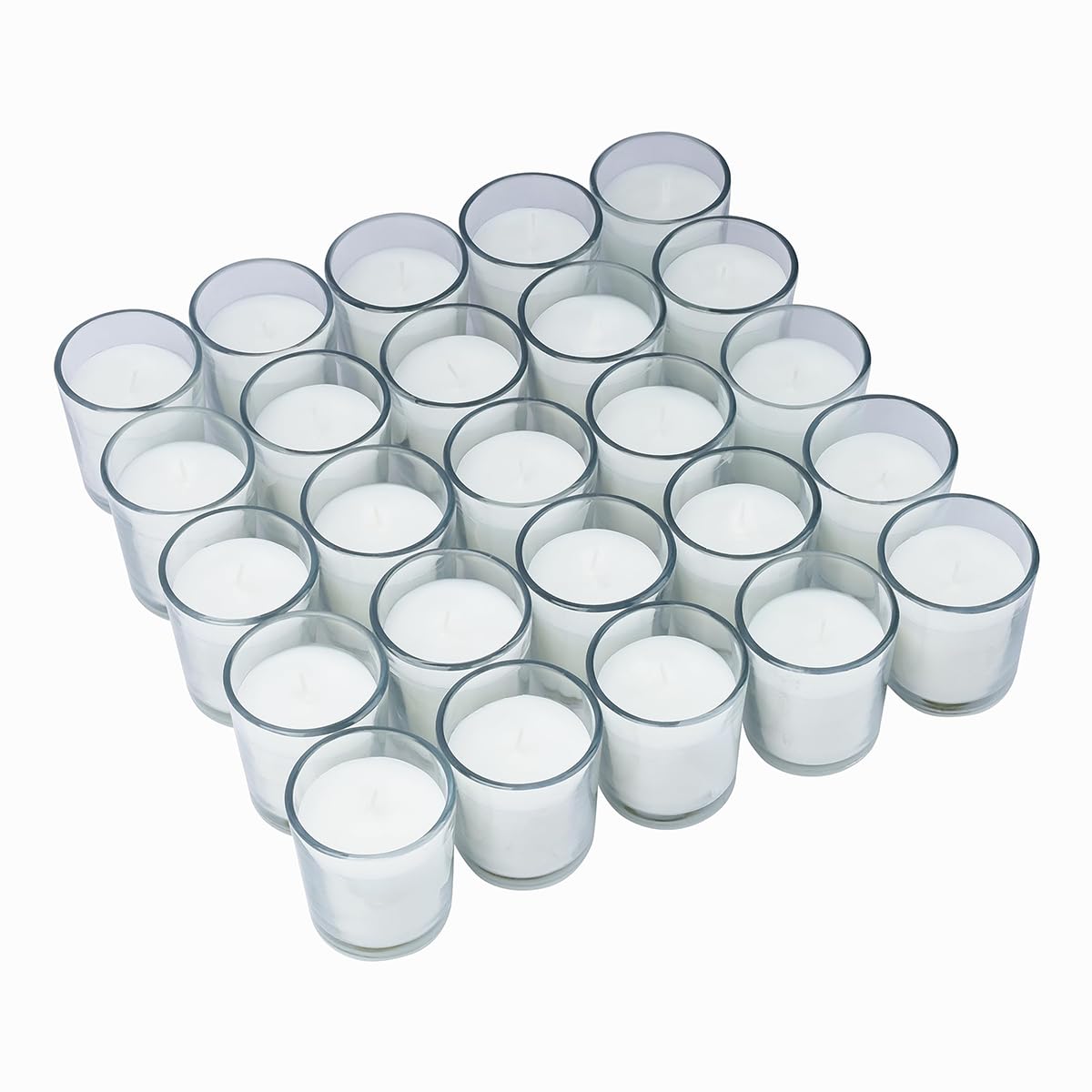 Unscented glass votive candles for spa and weddings