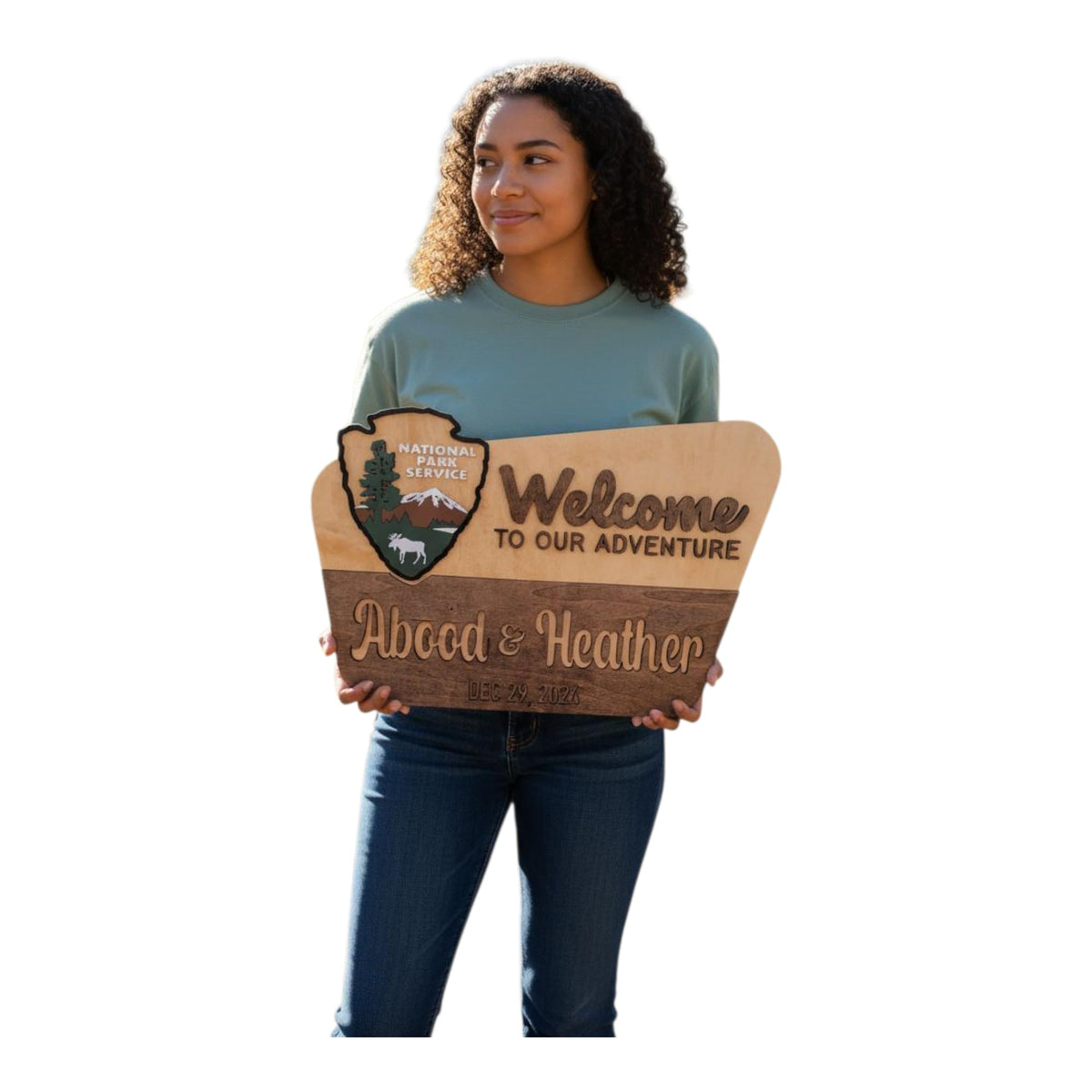 Welcome to Our Adventure wood sign with last name and date