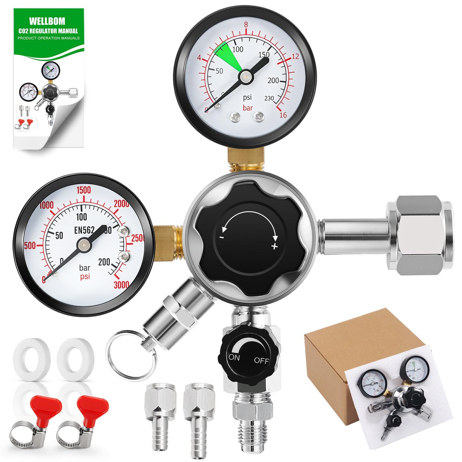 WELLBOM CO2 regulator for beer keg CGA-320
