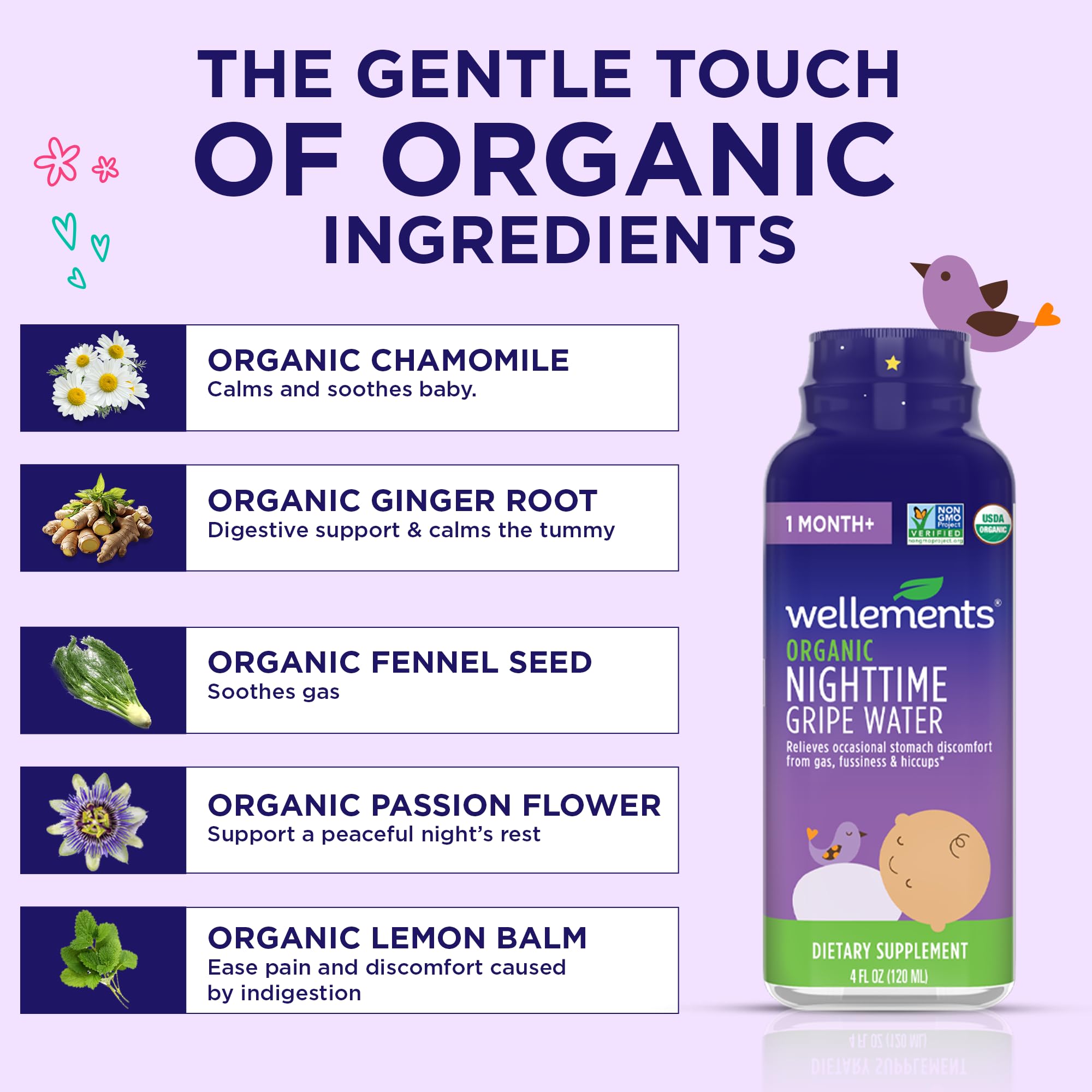 USDA Certified Organic Wellements gripe water bottle