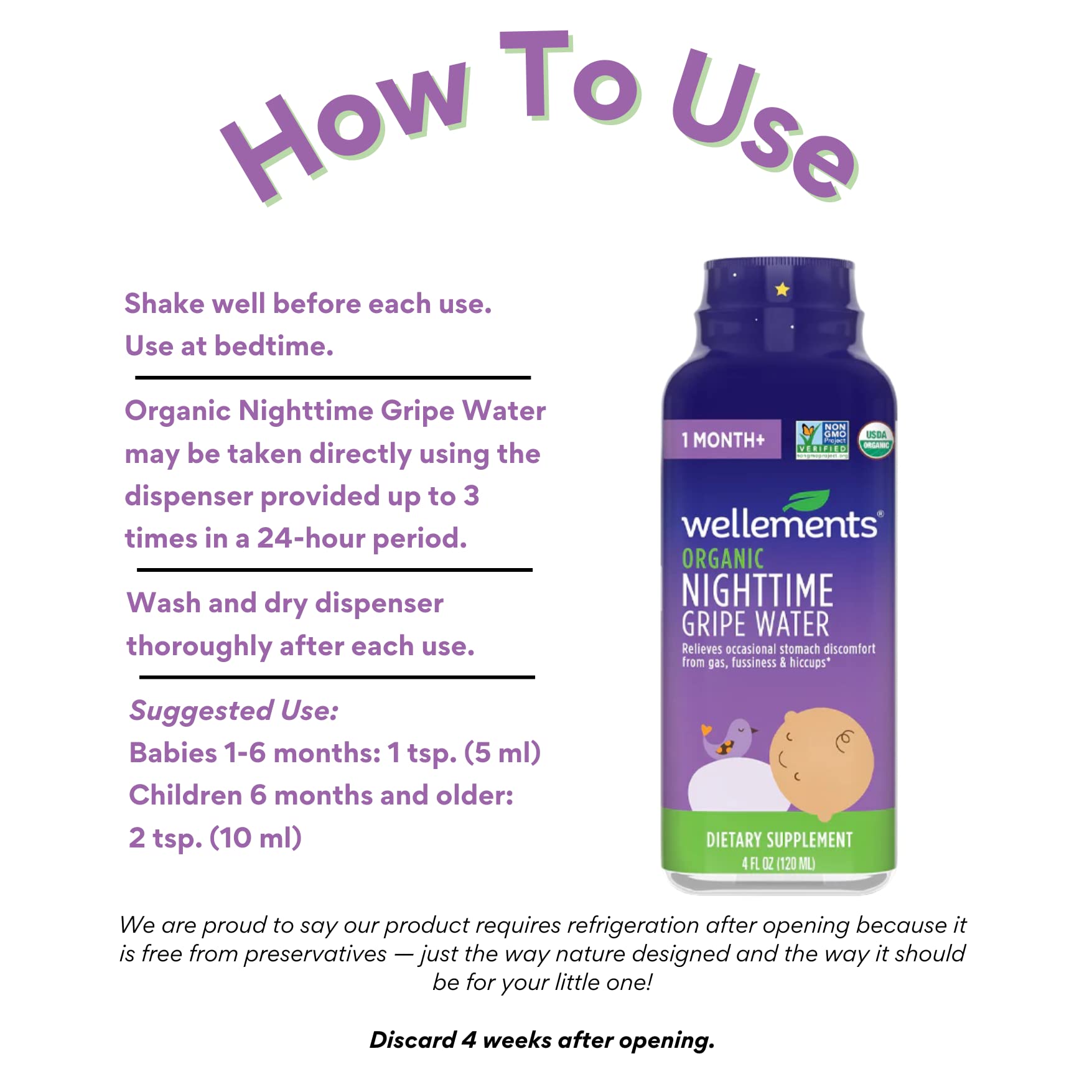 Wellements gripe water bottle for colic and gas