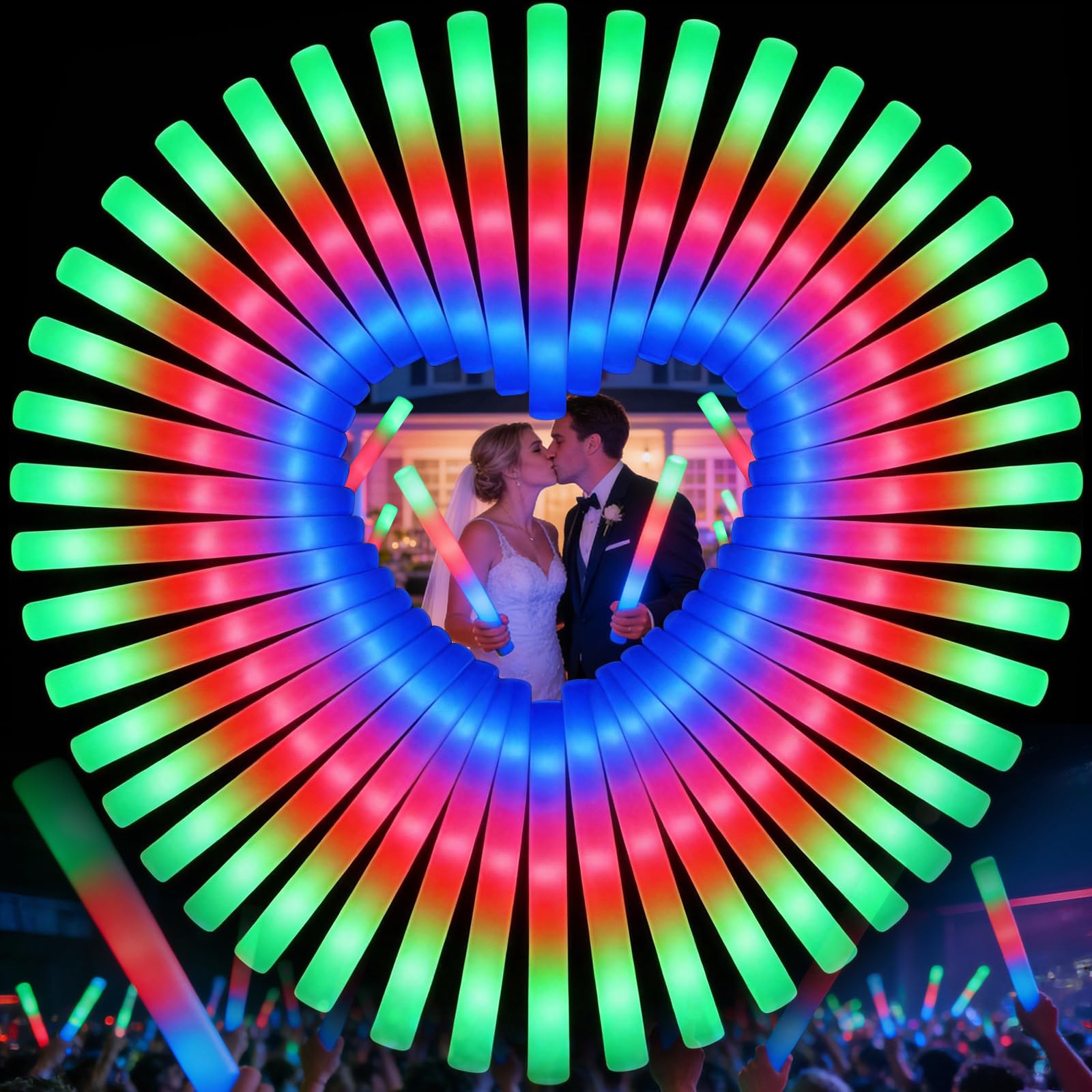 wellent 70pcs LED foam glow sticks bulk packaging