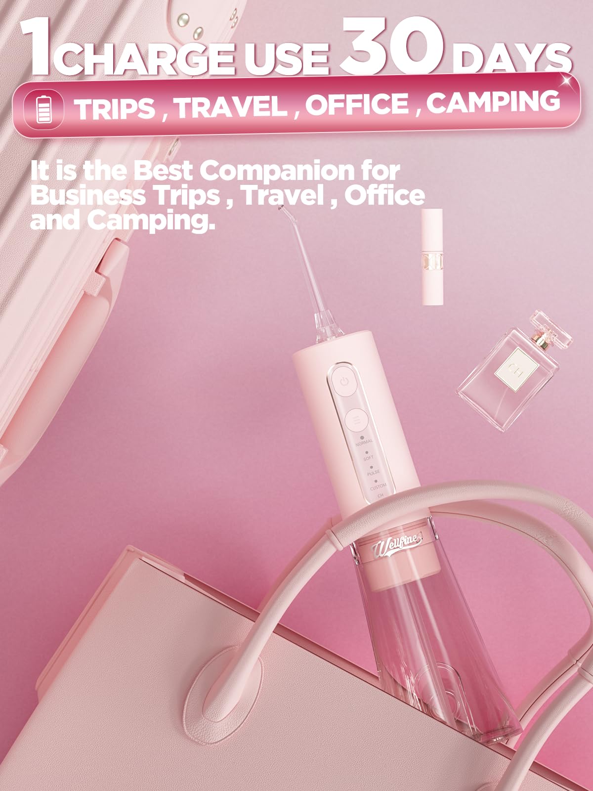 Travel friendly WELLFINE flosser for braces implants and everyday care