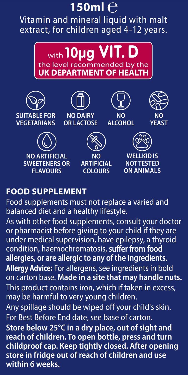 Vitabiotics Wellkid liquid vitamins for children 150ml
