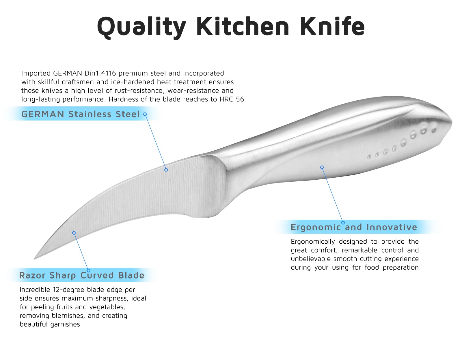 Ideal for trimming blemishes and garnish creation