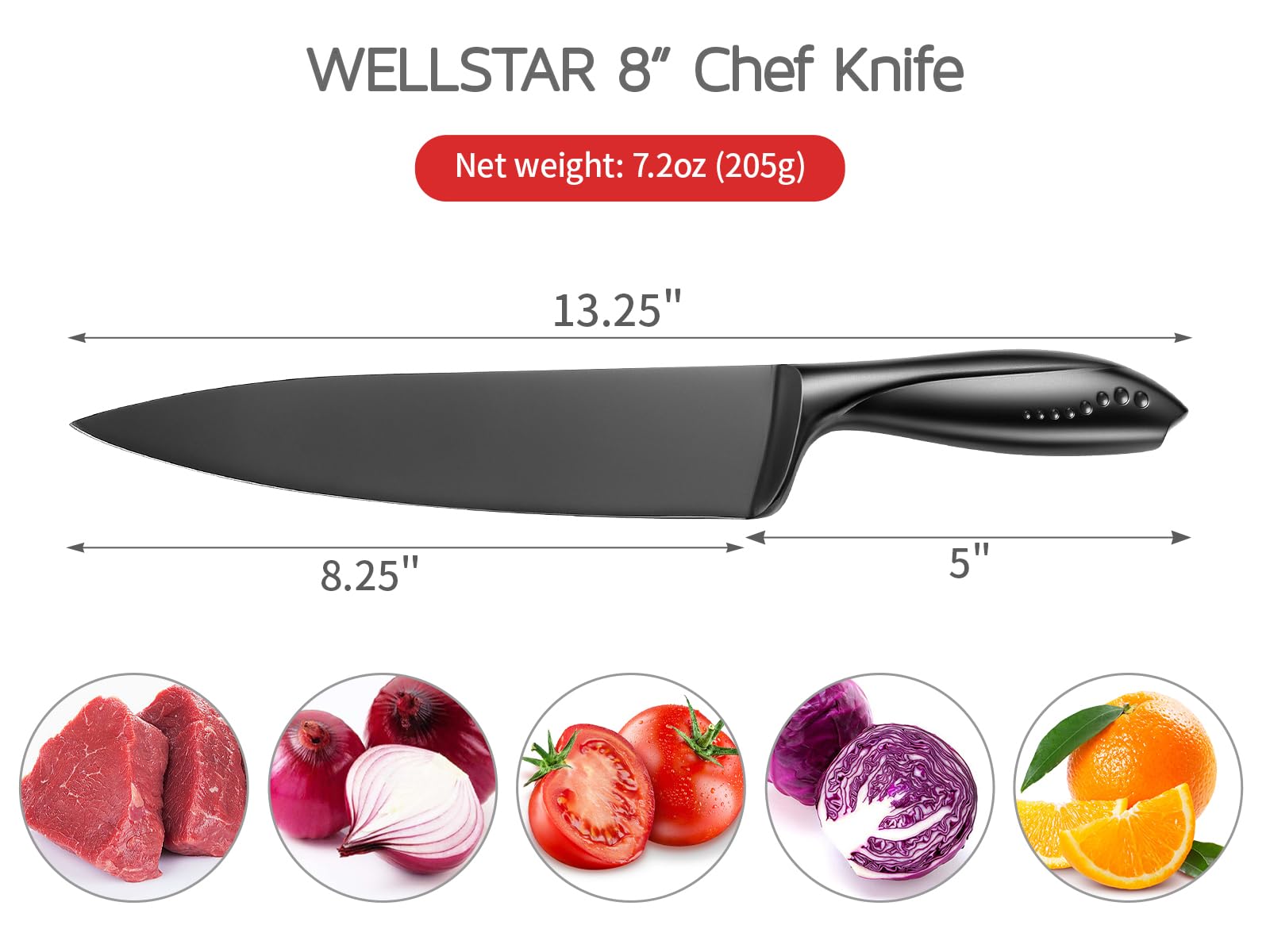 WELLSTAR 8 inch chef knife for home use with sheath