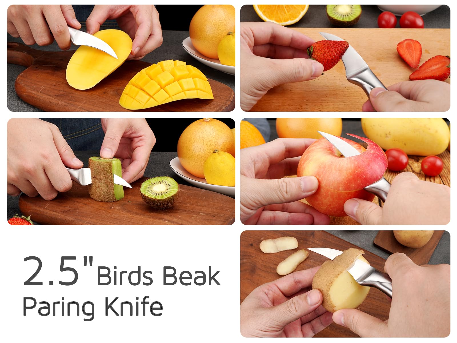 Full tang paring knife with ergonomic patented handle