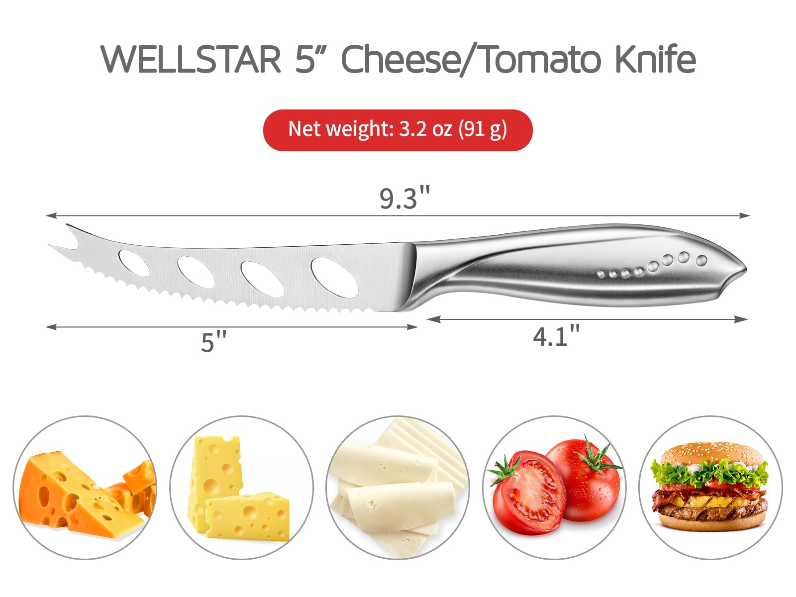 WELLSTAR cheese knife cuts cheese tomatoes bread