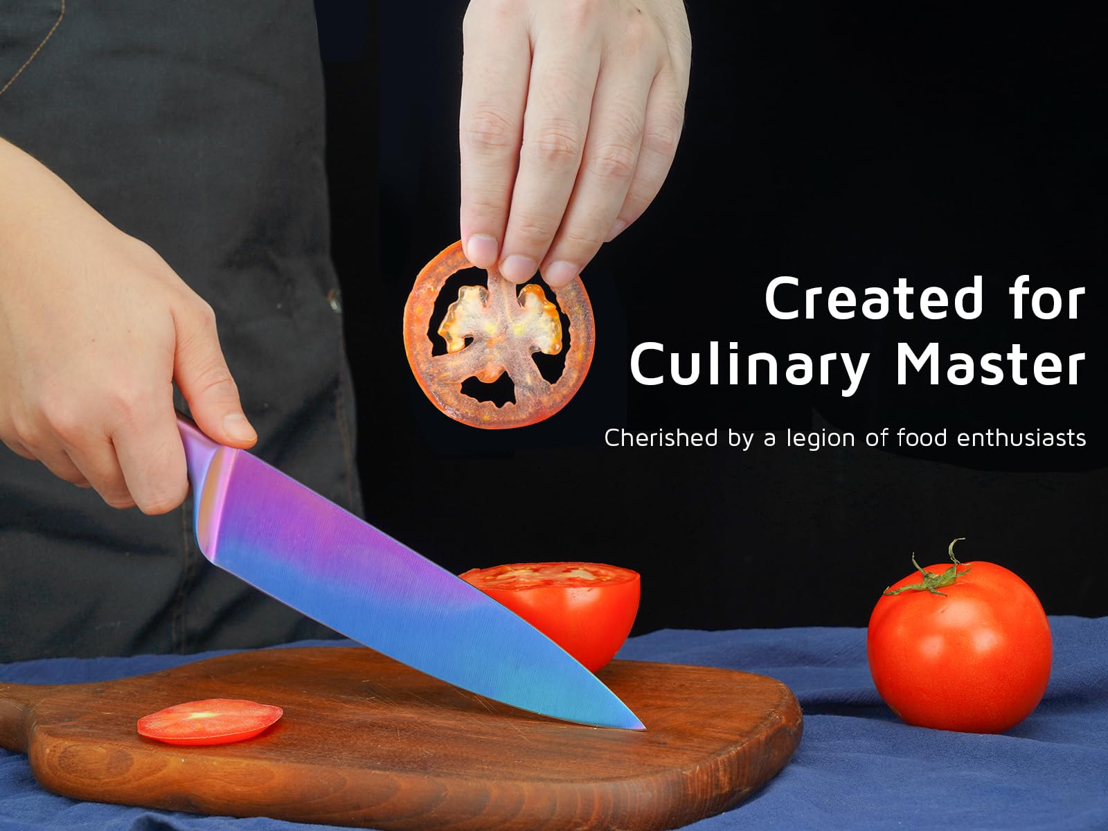 Rainbow PVD coated WELLSTAR chef knife