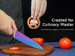 Rainbow PVD coated WELLSTAR chef knife