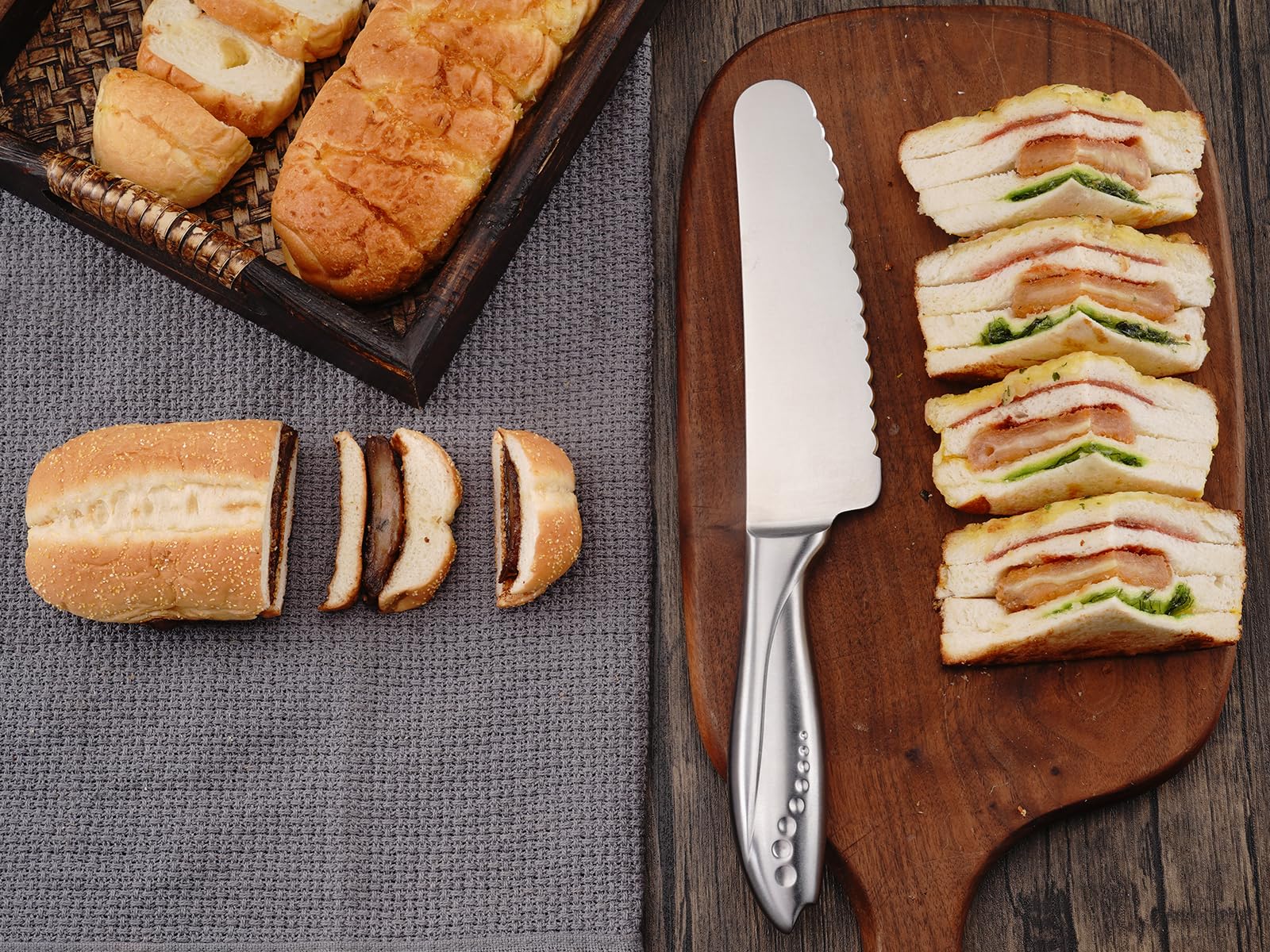 WELLSTAR sandwich knife in kitchen setting with silver finish