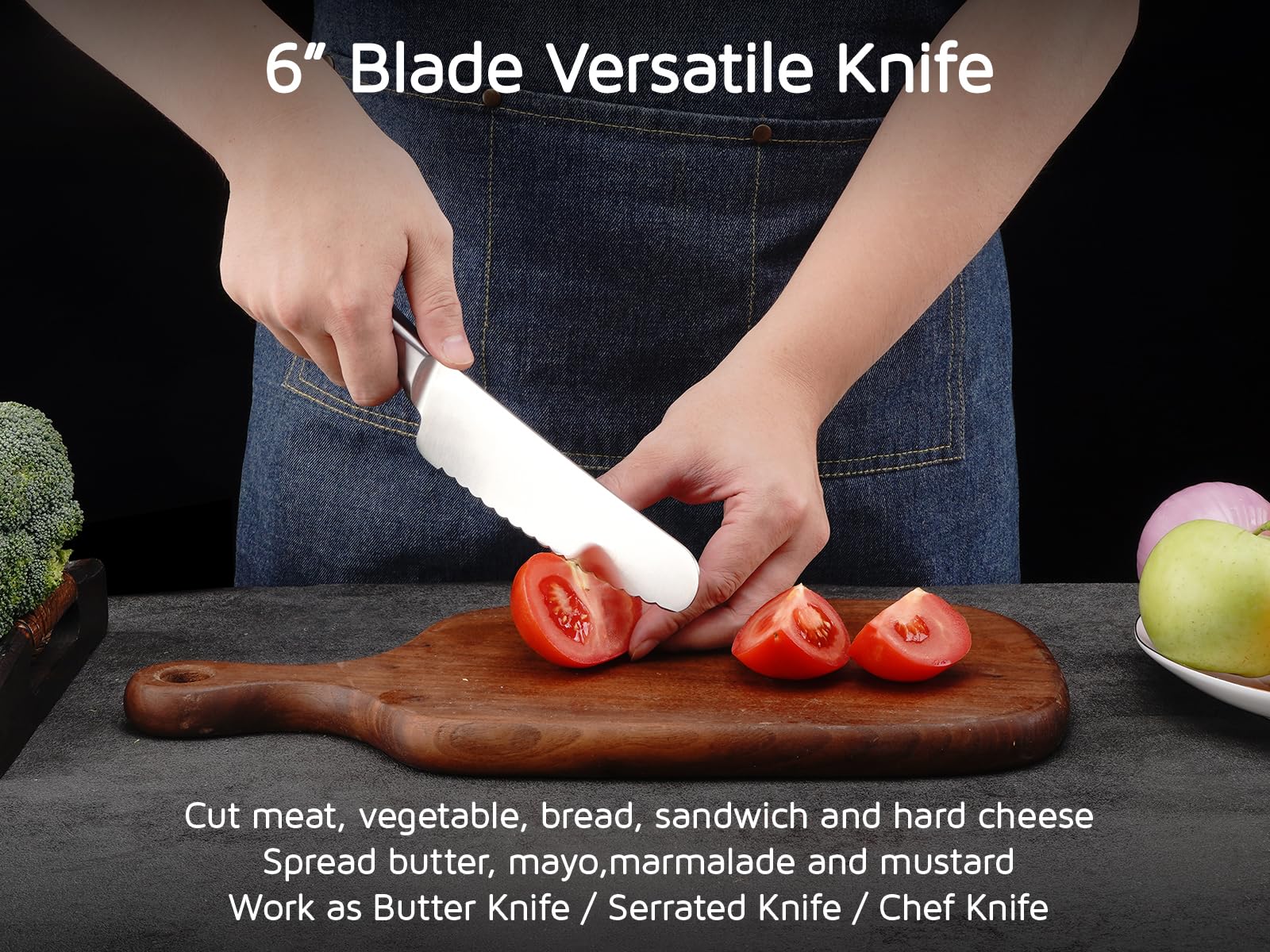 Extra wide spatula tip doubles as spreader on WELLSTAR knife