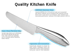 Ergonomic patented stainless steel handle on WELLSTAR sandwich knife