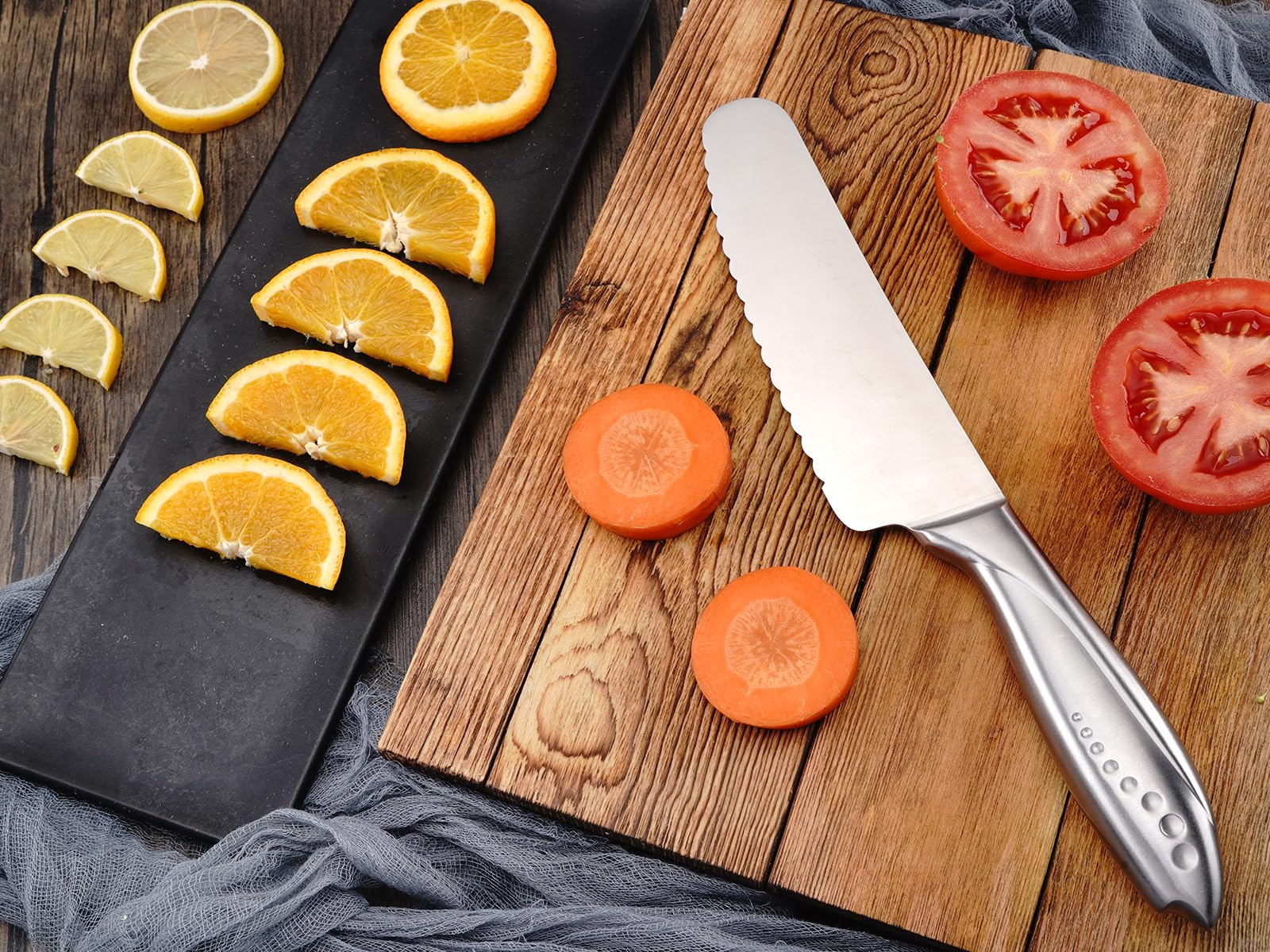 Serrated edge designed for bread and soft interior foods WELLSTAR