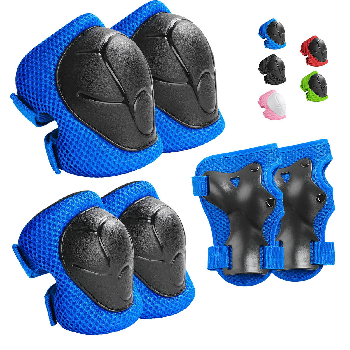 Wemfg kids protective gear set knee pads elbow pads and wrist guards in blue