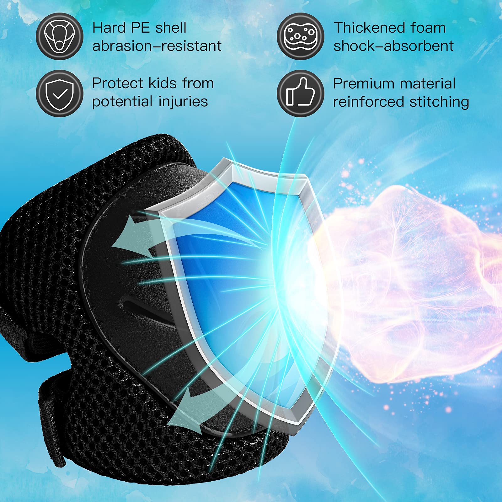 Size S Wemfg knee elbow wrist pads suitable for ages 3-8
