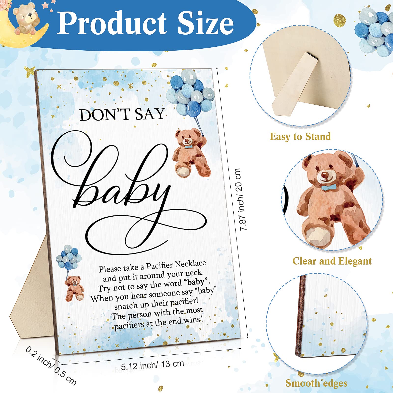 Wesiti 50 acrylic pacifier necklaces blue bear design ready to share