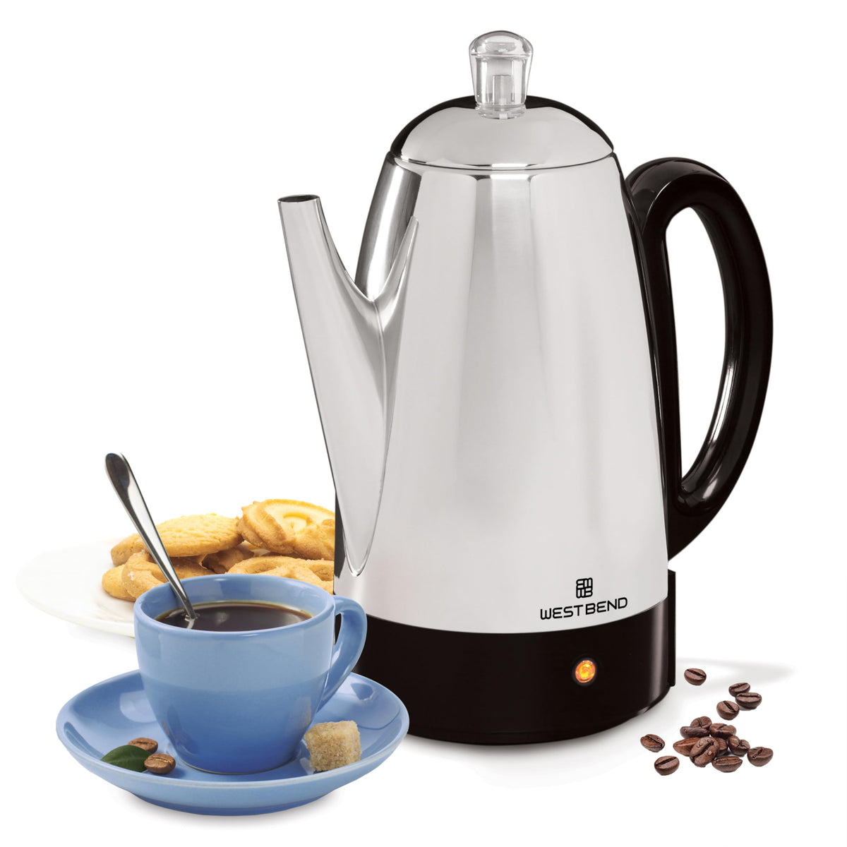 West Bend electric percolator 12 cup capacity silver