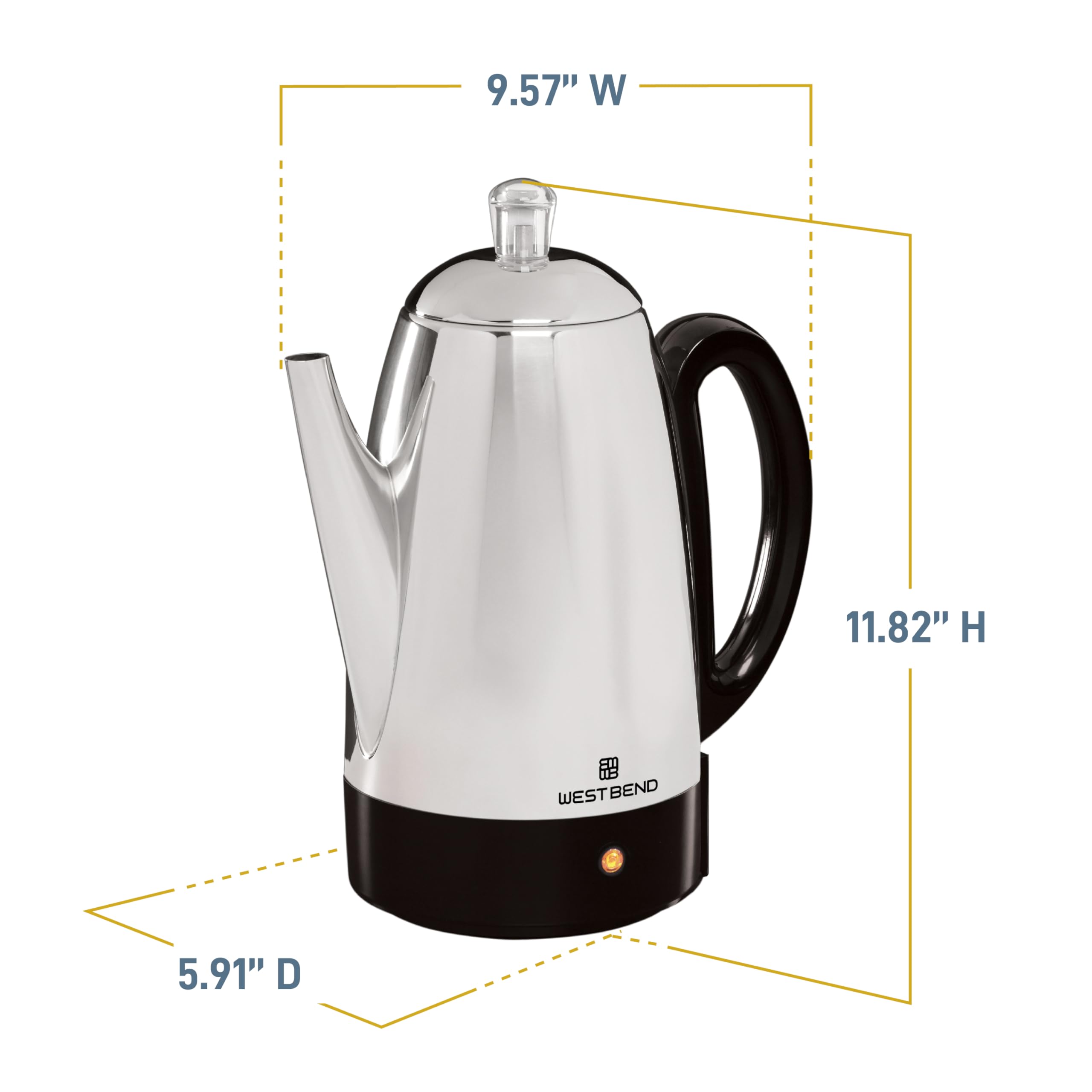 Detachable cord feature of West Bend percolator for table service