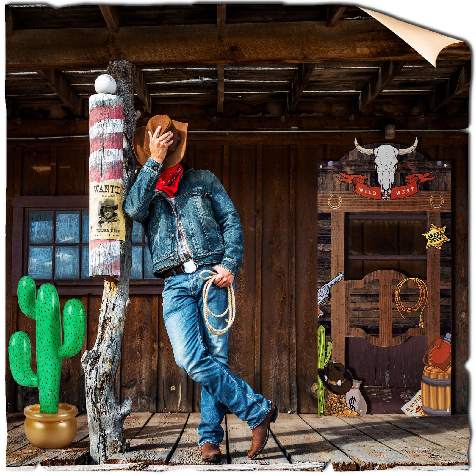 Complete seven-piece western rodeo decoration kit contents