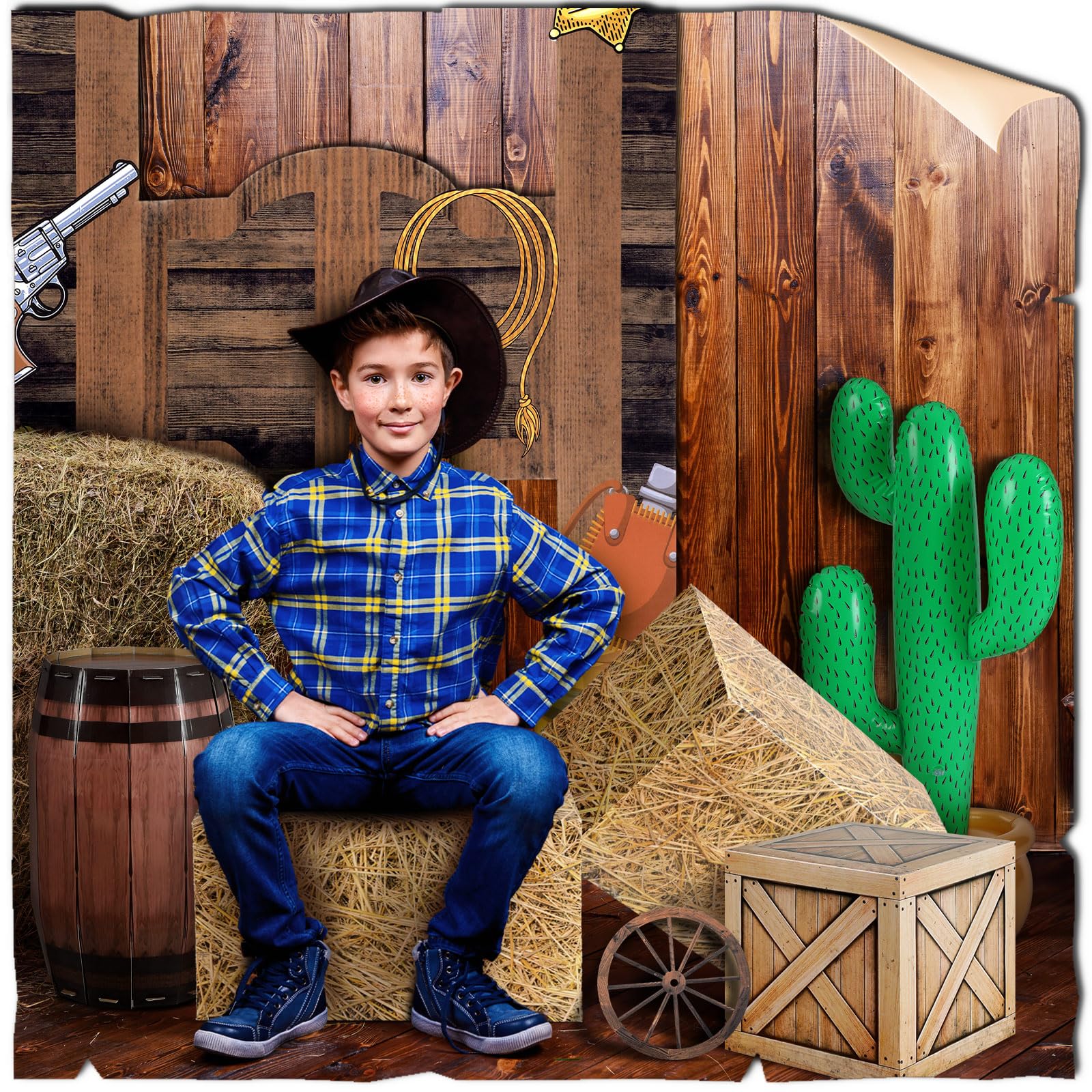 Wagon wheel prop for rodeo themed backdrop