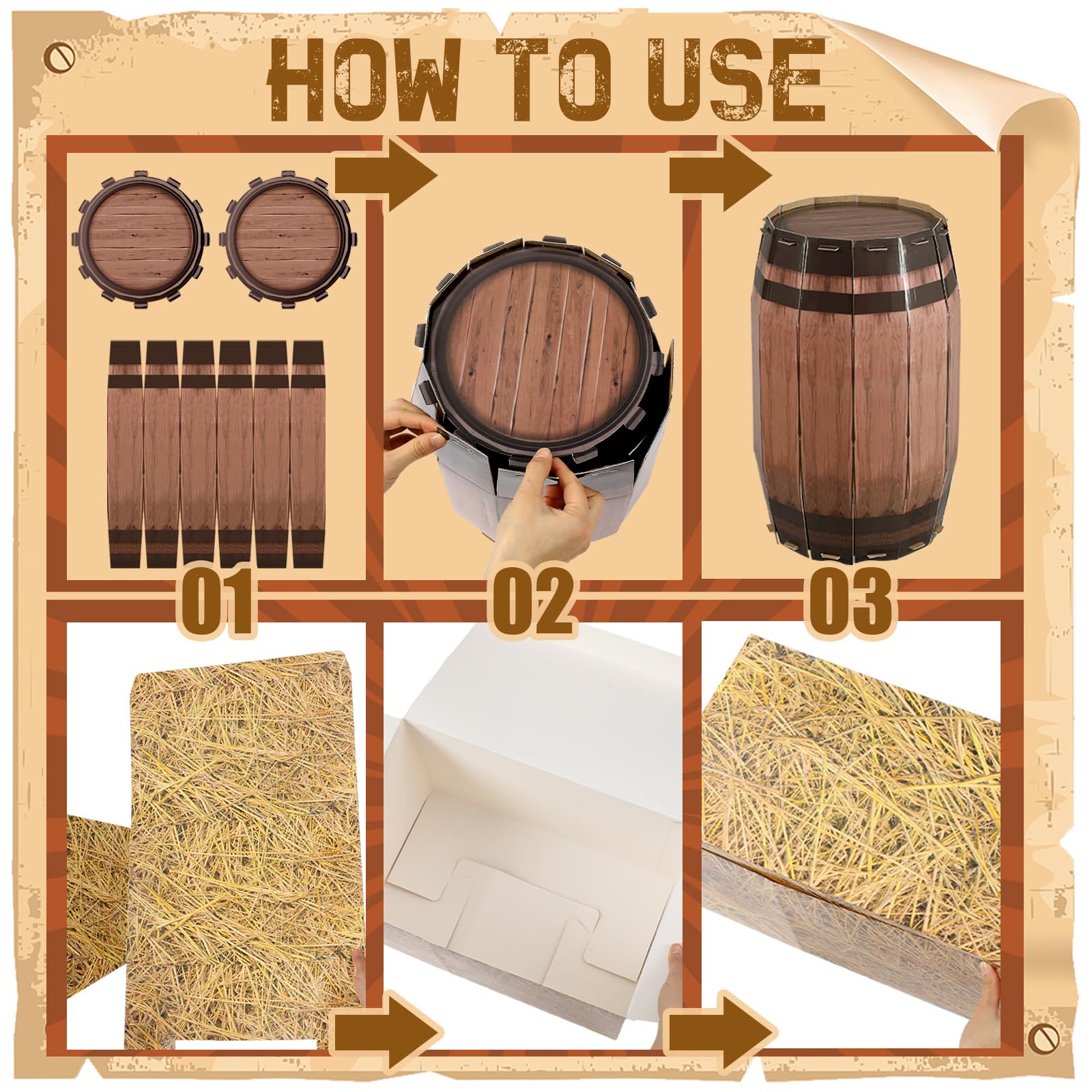 Wooden box prop for western party decoration kit