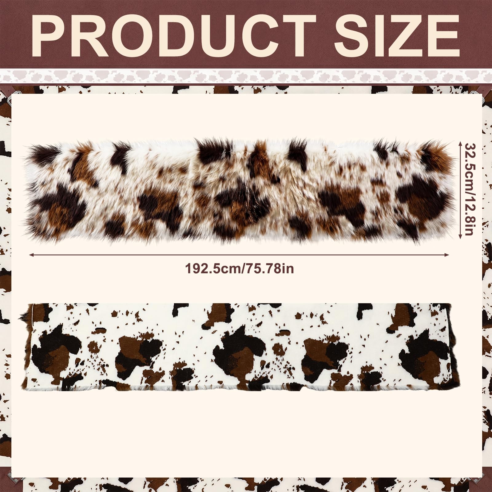 Western cowhide fur table runner displayed on dining table