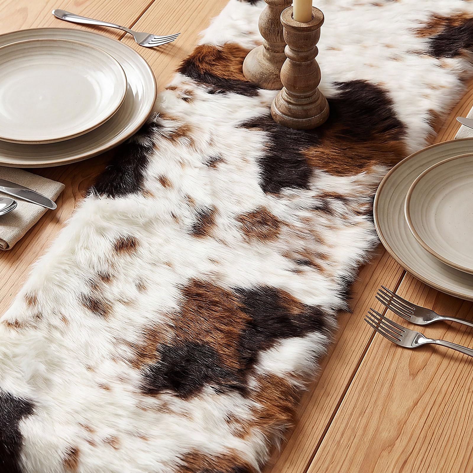 Care note not machine washable for faux fur table runner