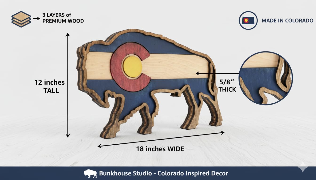 Lodge style farmhouse decor featuring buffalo flag