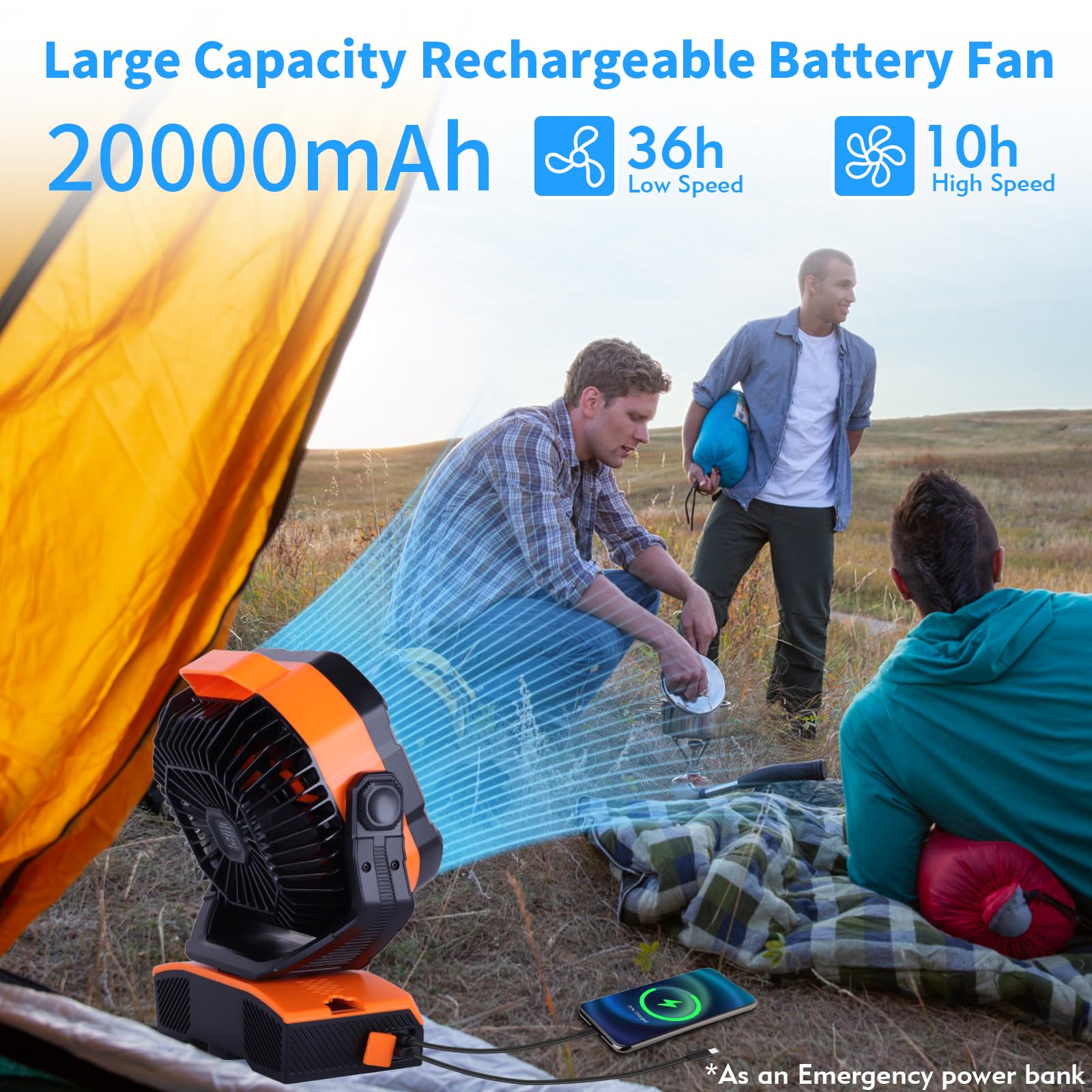 RGB LED light modes on WESTTREE camping fan