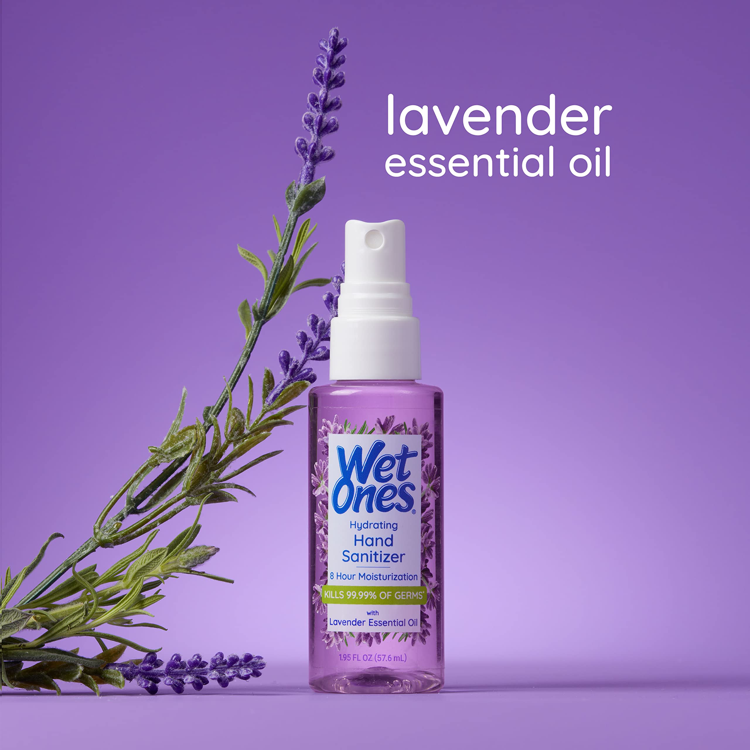 Wet Ones hand sanitizer spray lavender essential oil packaging