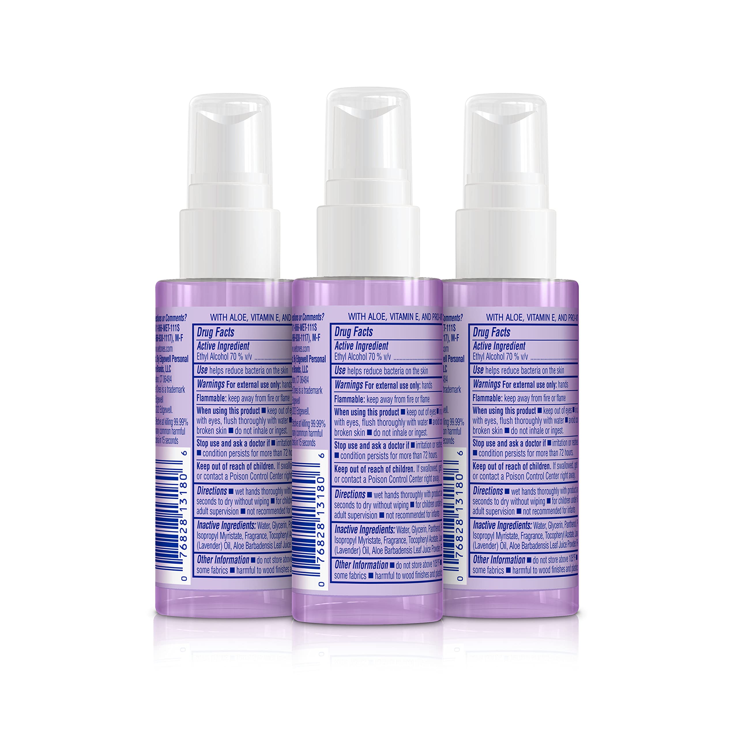Wet Ones hand sanitizer spray lavender travel size bottle