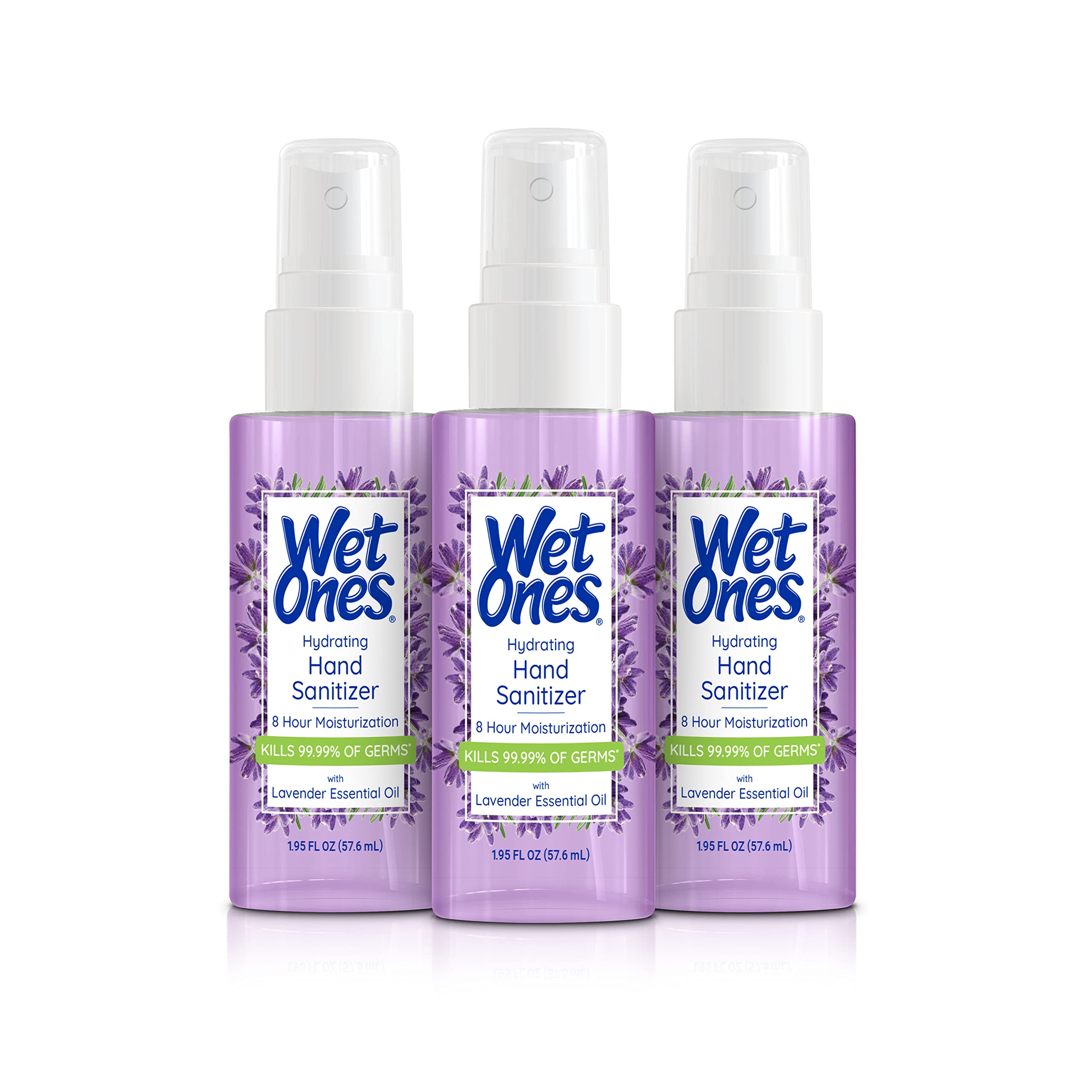 Wet Ones hand sanitizer spray travel size lavender 3 pack bottle