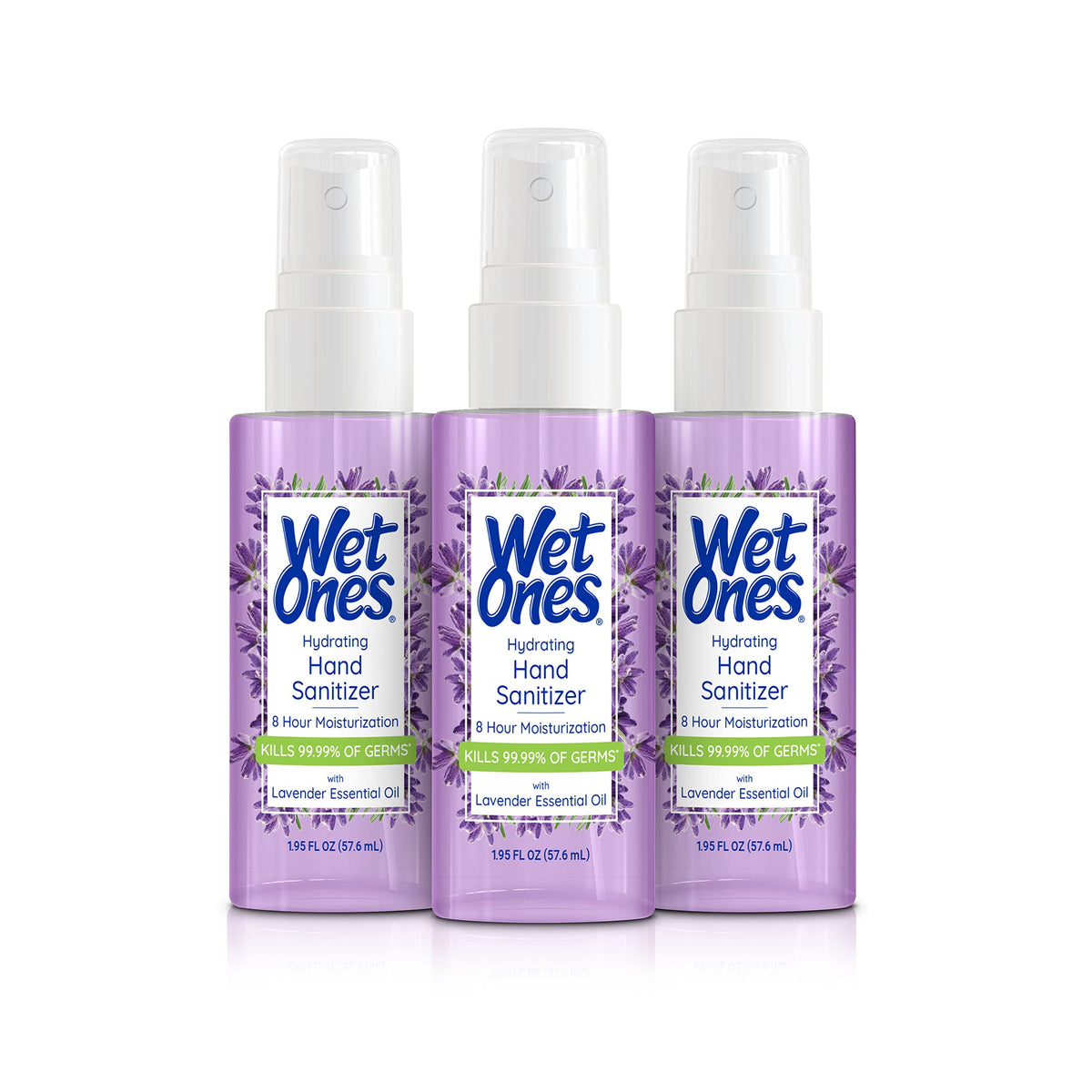Wet Ones hand sanitizer spray travel size lavender 3 pack bottle