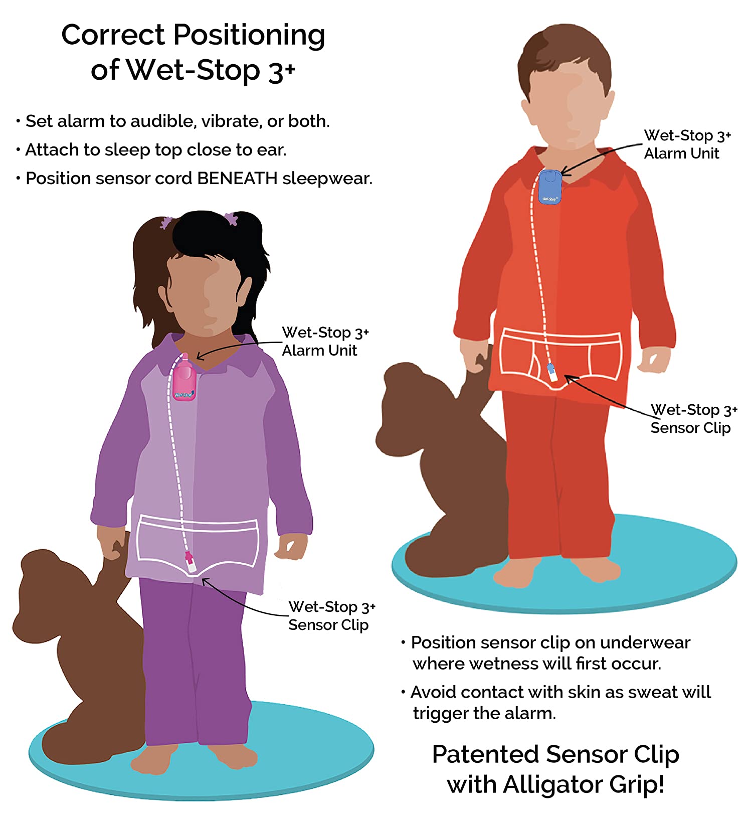 Wet-Stop 3 blue bedwetting alarm kit for boys or girls packaging