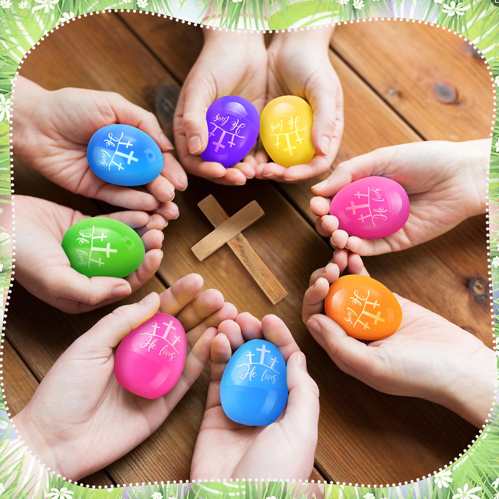 Christian Easter basket fillers Wettarn eggs and plush crosses decor