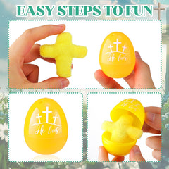 Six color options Wettarn religious Easter eggs with plush crosses