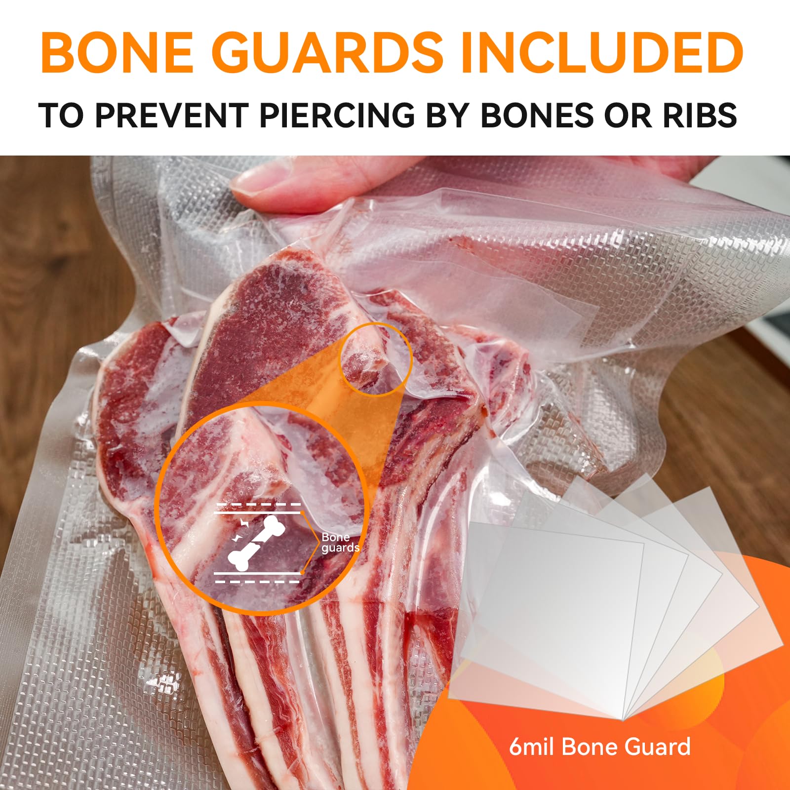 Bone guard feature on Wevac vacuum sealer bags