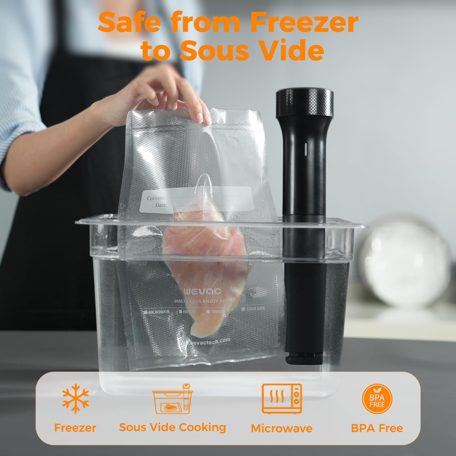 Sous vide and freezer storage with Wevac bags