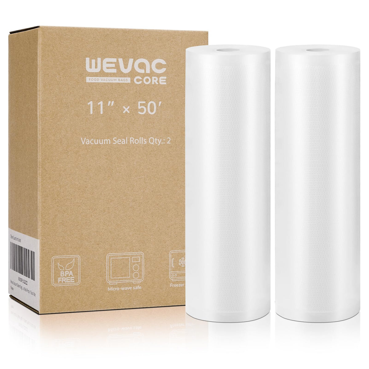 Wevac vacuum sealer bags 11x50 rolls close up