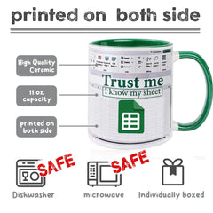 WFFW funny spreadsheet mug 11oz front view with glossy finish