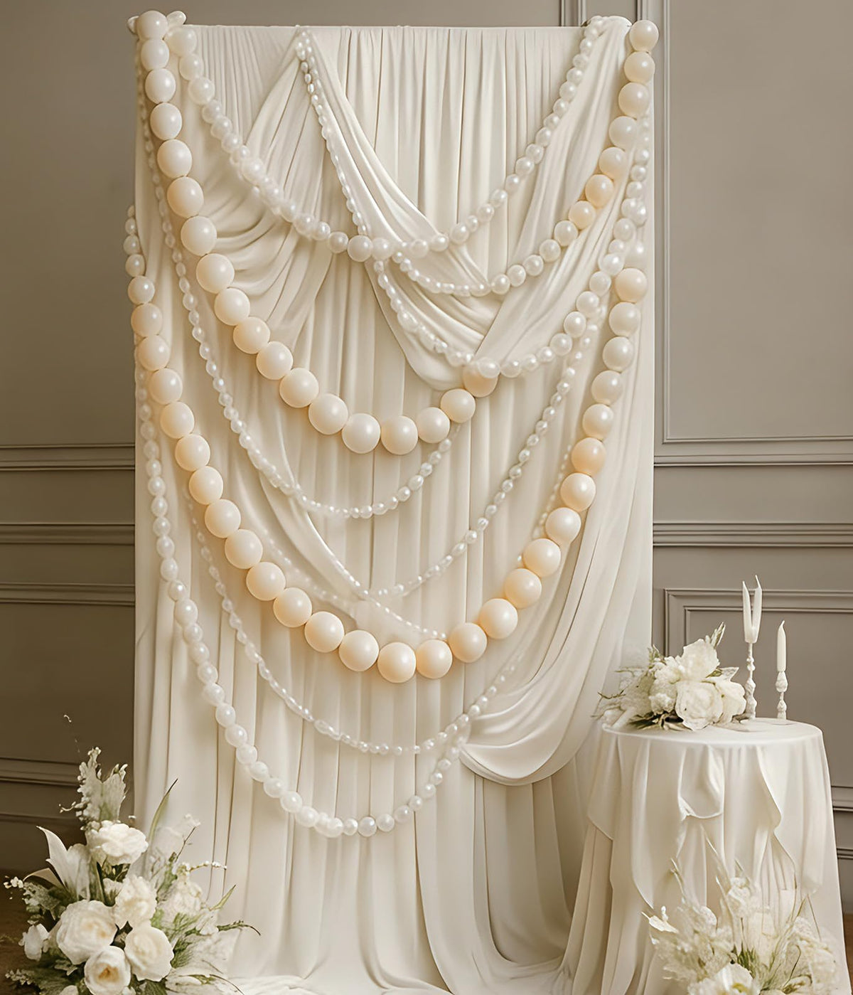 Whaline linking balloons kit with 120 pieces including white beige pearl colors