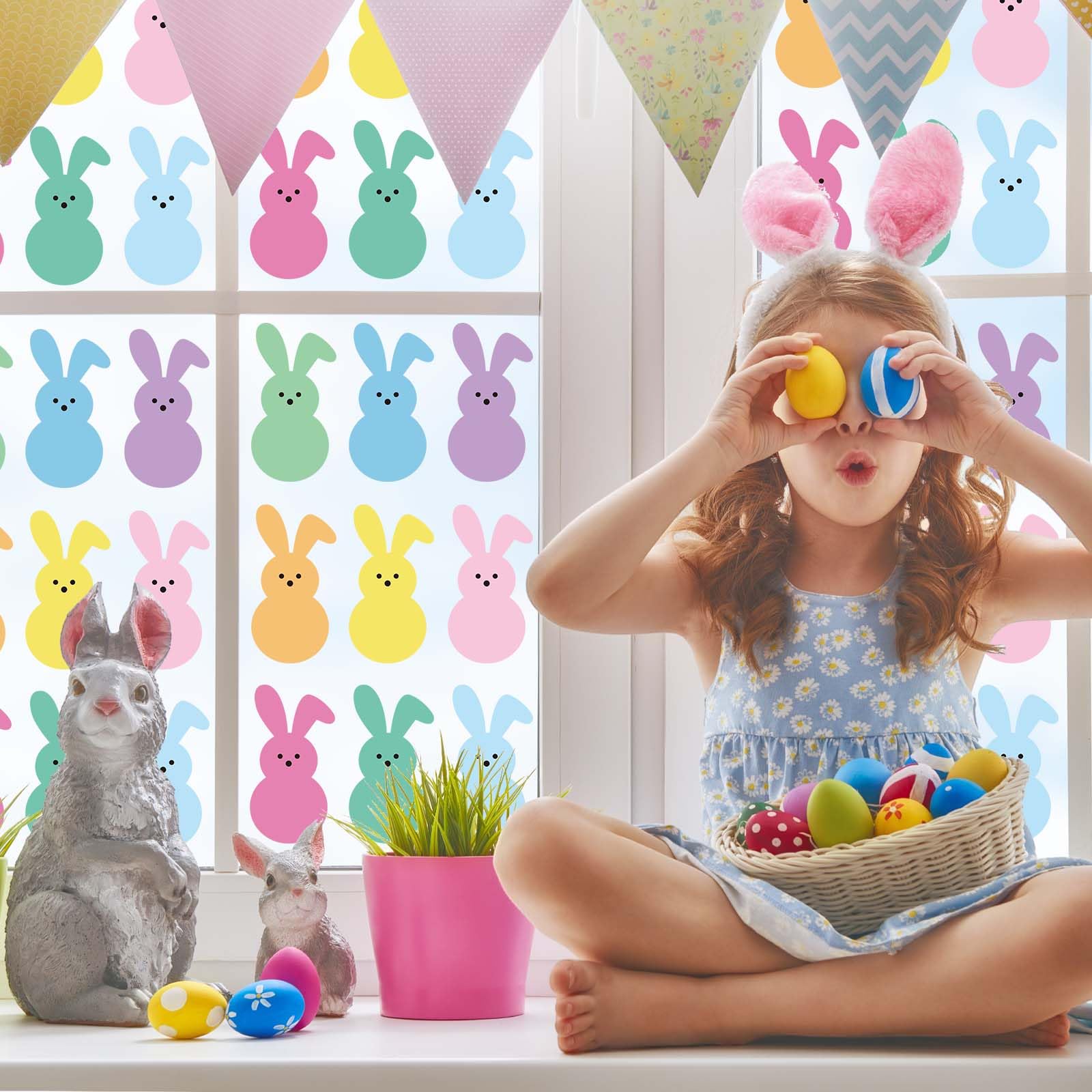 Bunny cutouts used on a bulletin board for DIY crafts