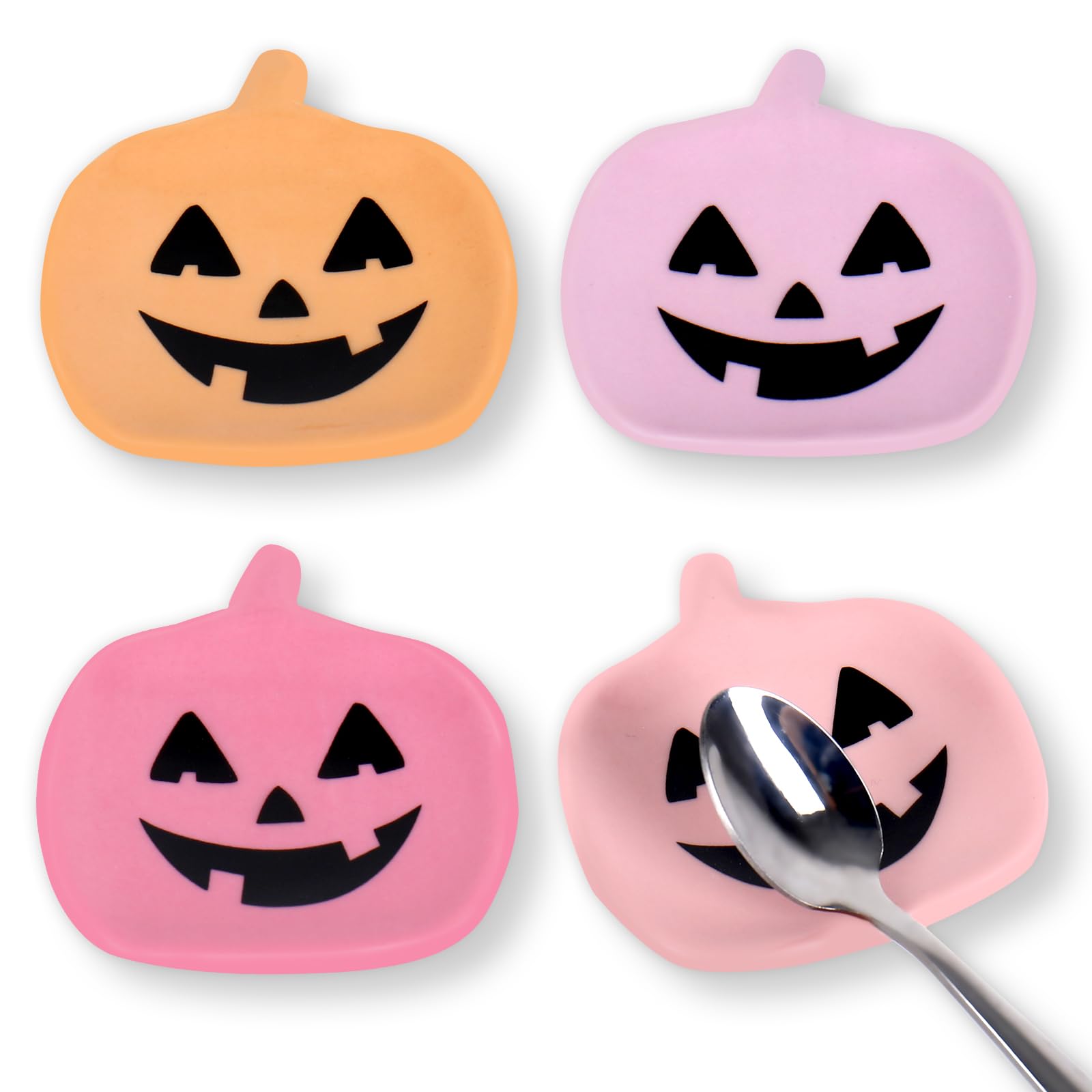 Whaline Halloween mini ceramic spoon rests orange pumpkin design