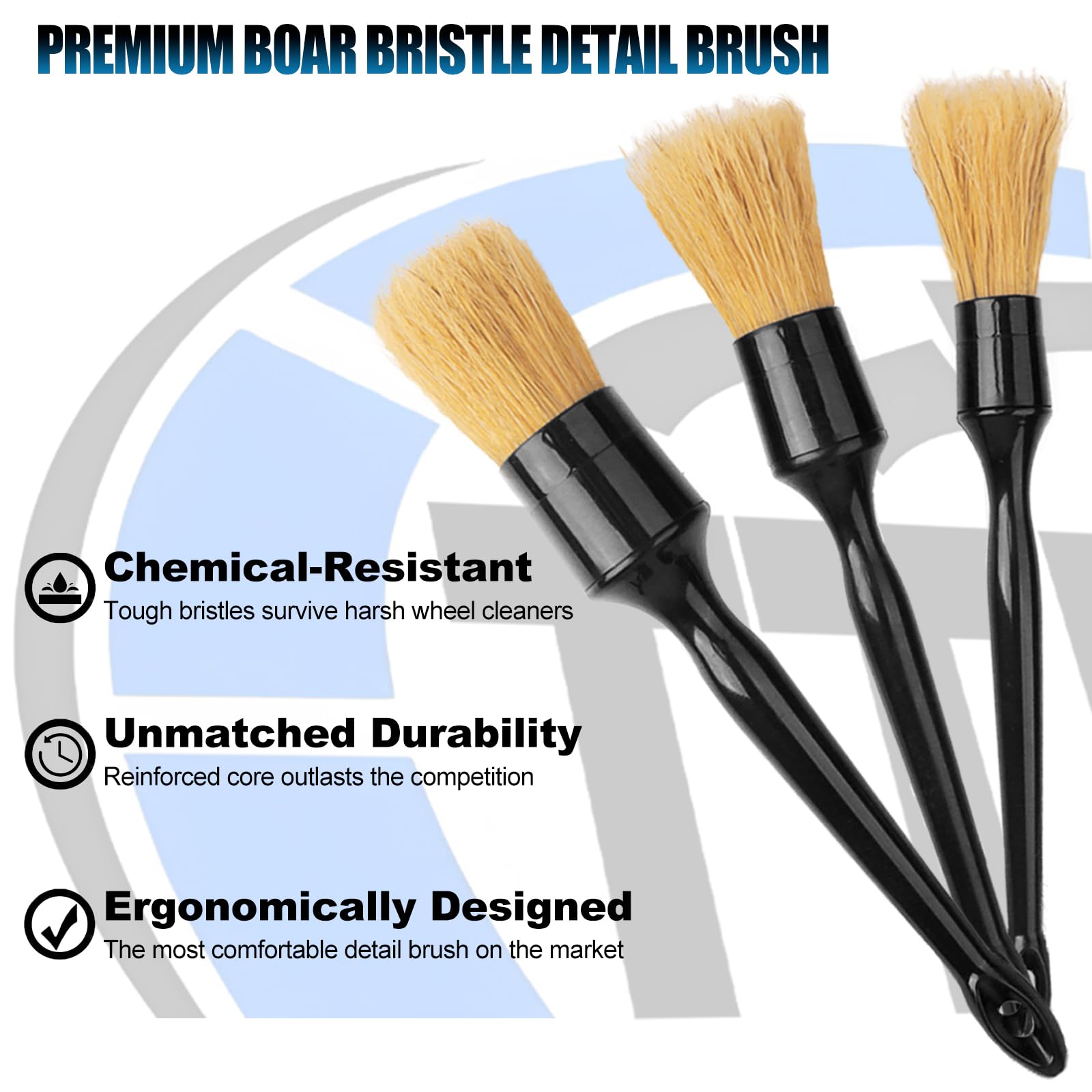 Soft bristles protect painted chrome rims during cleaning