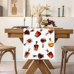 Whiskey bottle table runner with vibrant colors for whiskey party decor