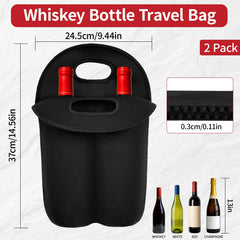 Insulated neoprene bottle carrier for whiskey bottle back view