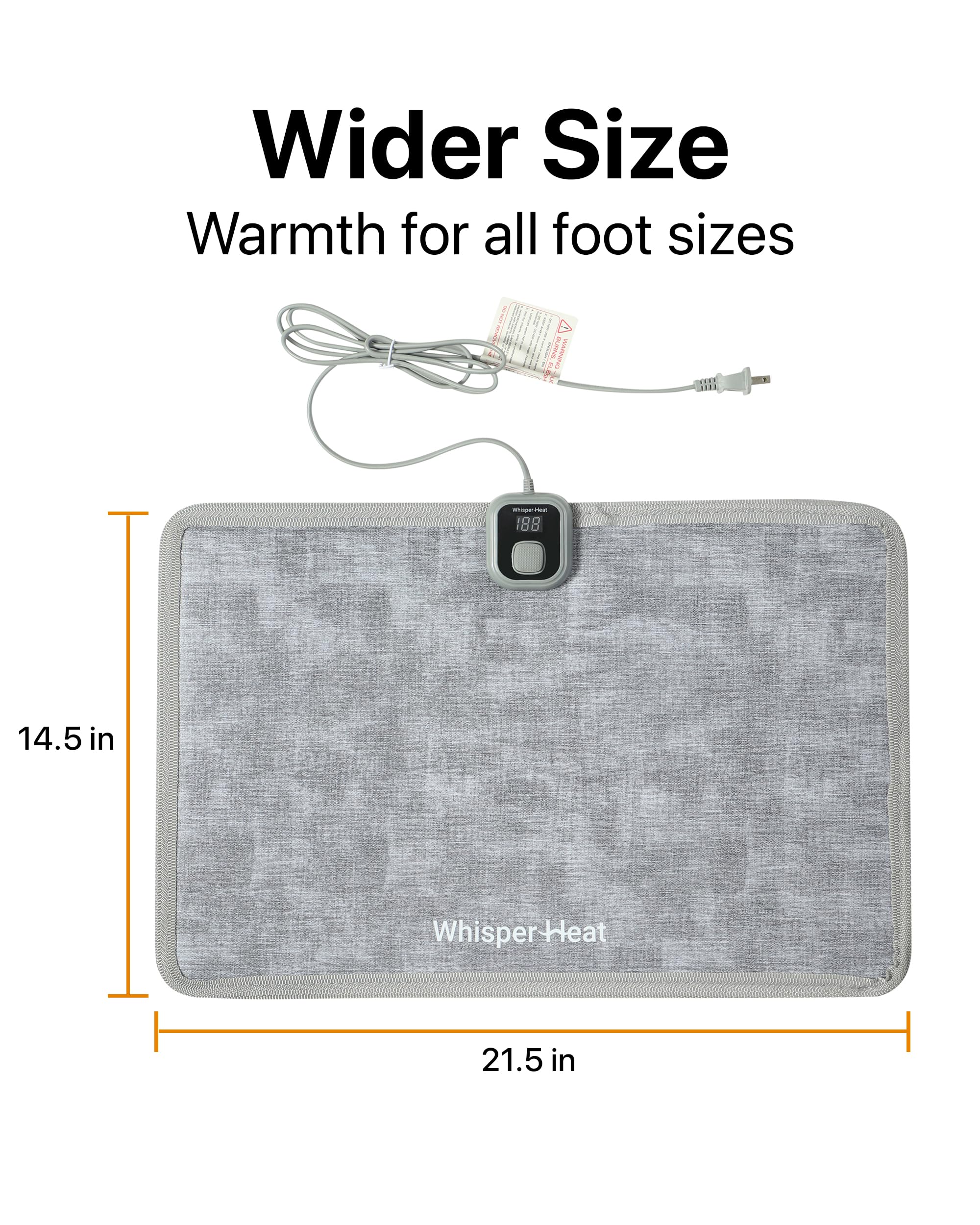 WhisperHeat mat shown on carpet tile wood and rugs